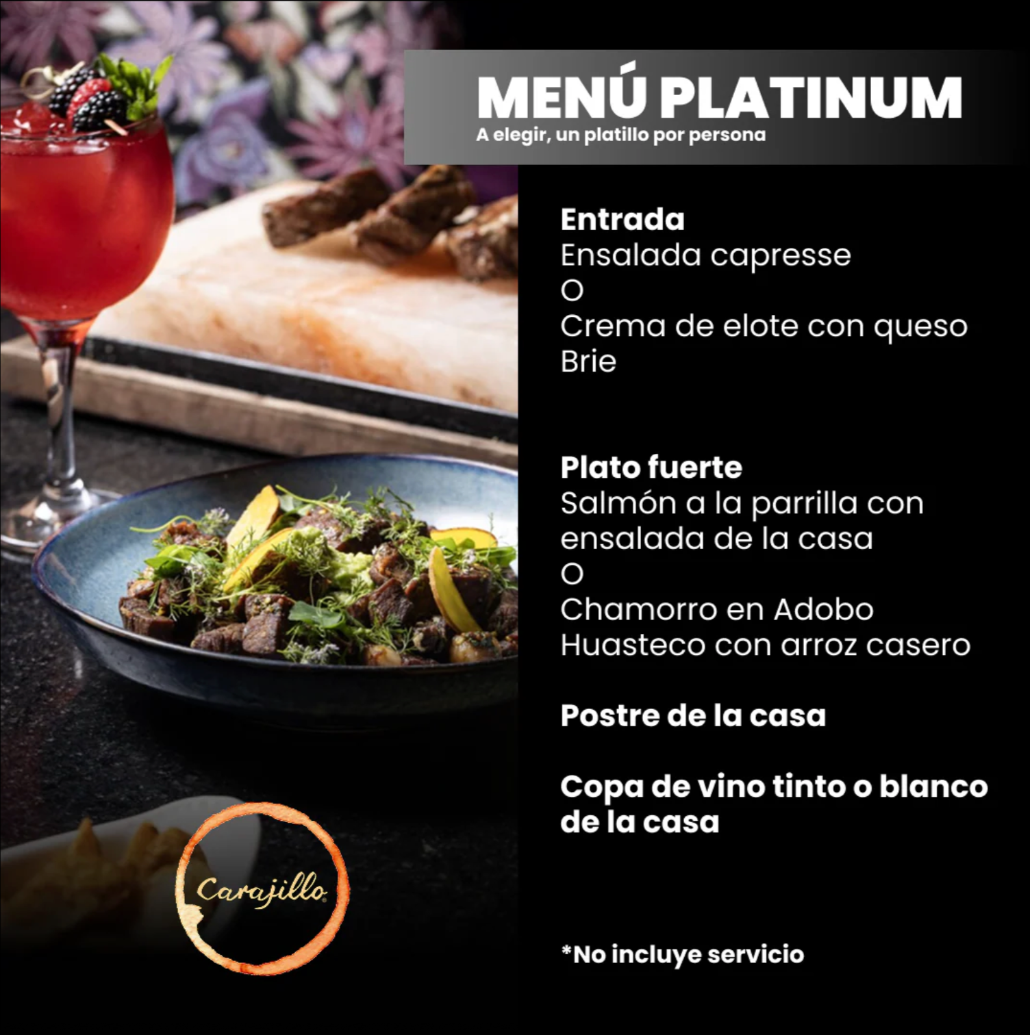 Menú Platinum Carajillo