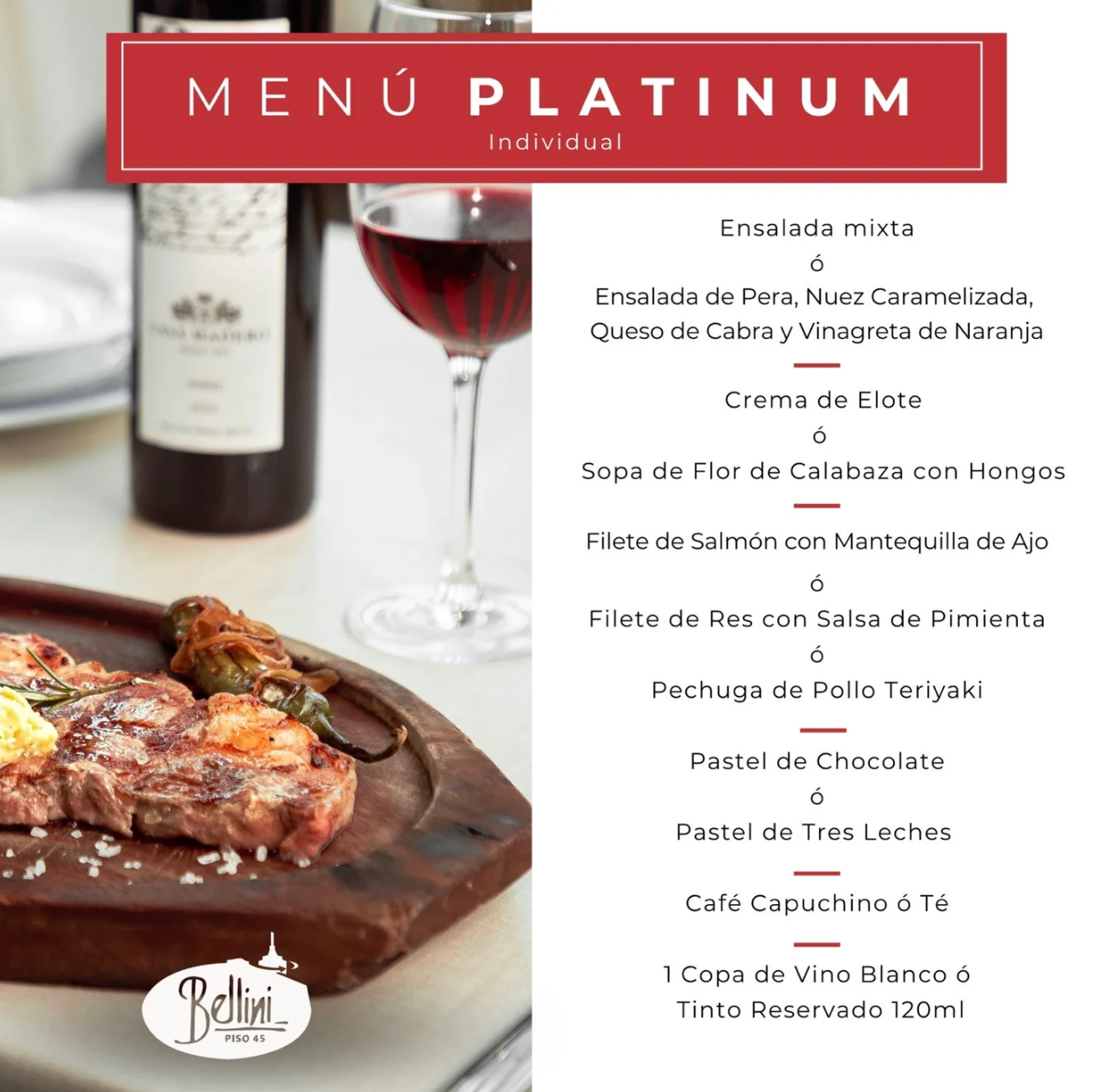 Menú Platinum